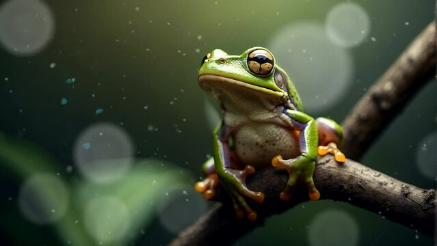 animation of a frog on a leaf