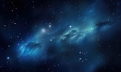 Obraz na płótnie Canvas A Celestial Symphony: The Enchanting Night Sky Illuminated by a Lustrous Blue Light