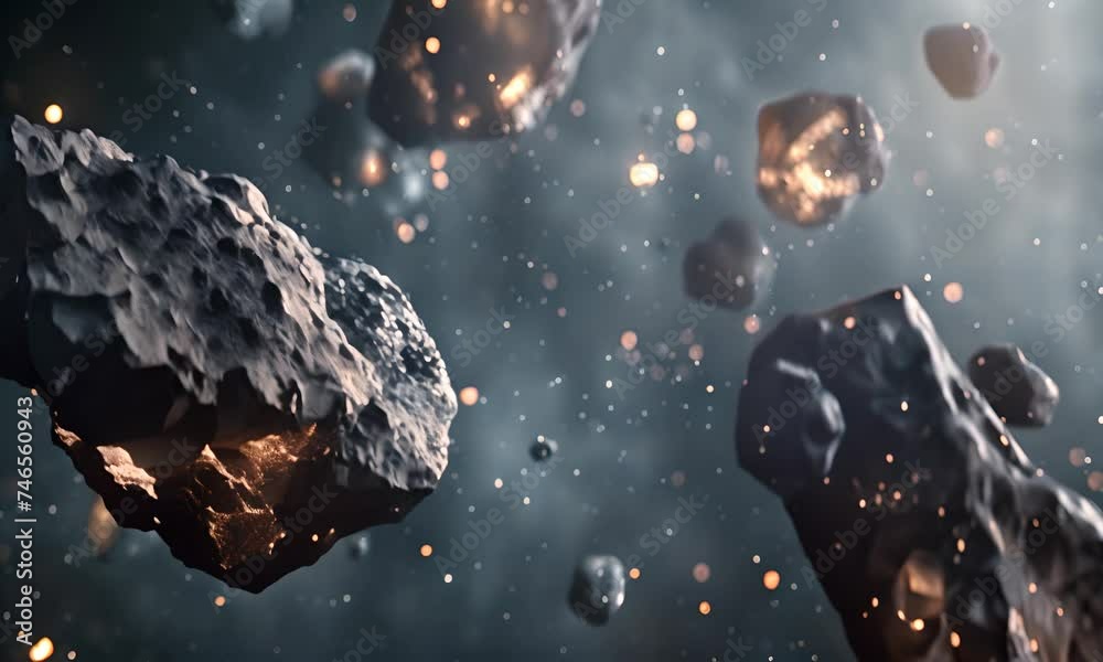 Wall mural burning meteorites in outer space. the concept of space and astronomy.