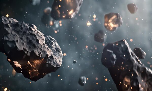 Burning meteorites in outer space. The concept of space and astronomy.