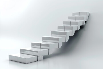 Fototapeta premium An abstract image showcasing a futuristic stairway, representing the upward trajectory of a company's growth. The minimalist design symbolizes progress and potential.