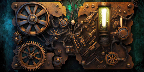 Industrial steampunk theme background