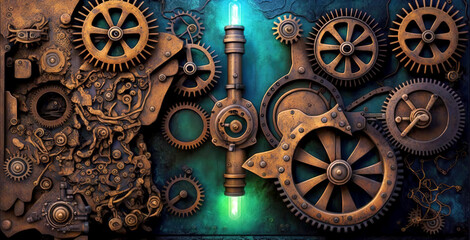 Fototapeta na wymiar Industrial steampunk theme background