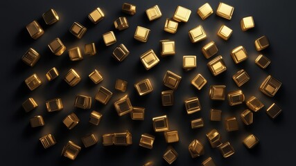 Pieces of gold lie on a black background.