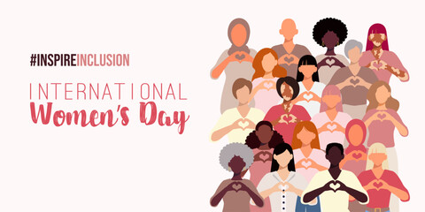 International Women's Day banner. #InspireInclusion March 8th