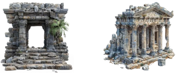 Papier Peint photo autocollant Lieu de culte ancient temple ruins isolated on transparent background, element remove background, element for design.
