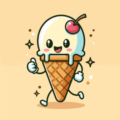 CARTOON RUNNING ICE CREAM VECTOR