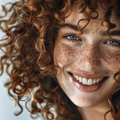 woman face close up curl hair 