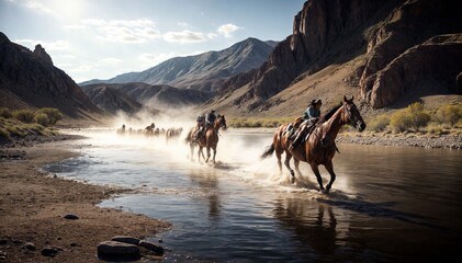 Horse riding in the desert