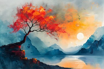 Vibrant Autumn Tree Landscape by Kimberley Dwyer