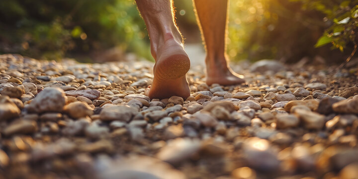 Barfußwanderweg mit Kieseln ausgelegt