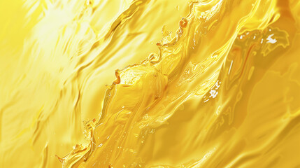 Liquid wave of clear yellow juice. A bright splash of liquid. Abstract shining background for design. - 746567933