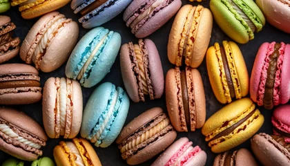 Foto op Canvas Colorful vibrant macaron background with assorted collection for design projects © Andrei