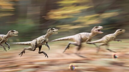 velociraptors running really fast in the jurssic jungle