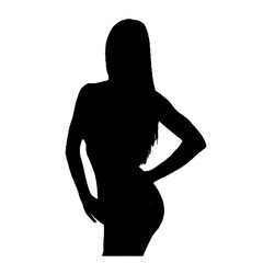 Full body silhouette of a beautiful woman is in style with a transparent background