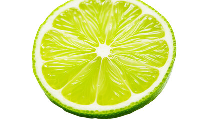 Lime Slice Isolated on Transparent Background, Studio Shot of Vibrant Green Citrus Fruit for Healthy Food Ingredient Images
