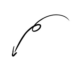 Charcoal arrows vector icons set. Hand drawn freehand different curved lines, swirls arrows. Doodle marker drawing, black chalk smears. Direction pointers. Scribbles and scrawls.