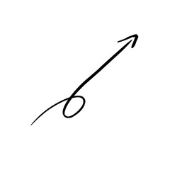 Charcoal arrows vector icons set. Hand drawn freehand different curved lines, swirls arrows. Doodle marker drawing, black chalk smears. Direction pointers. Scribbles and scrawls.