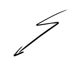 Charcoal arrows vector icons set. Hand drawn freehand different curved lines, swirls arrows. Doodle marker drawing, black chalk smears. Direction pointers. Scribbles and scrawls.