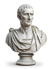 Obraz premium Bust of Roman Emperor Gaius Julius Caesar. Marble sculpture of a famous ancient general and politician.