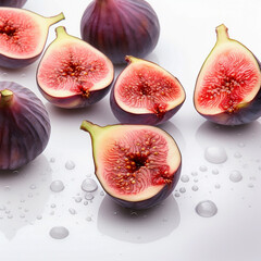 Natural red figs on a white background
