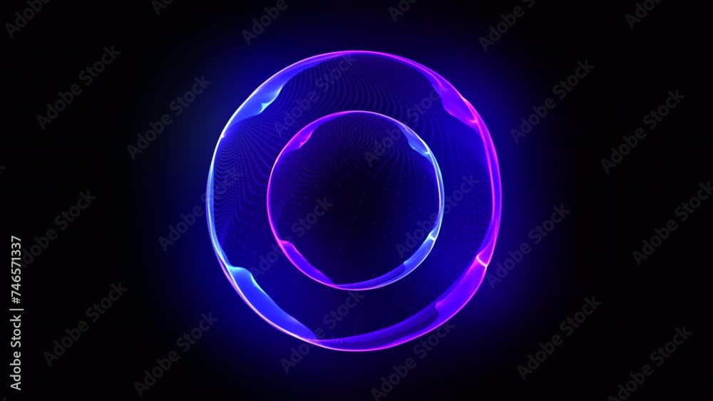 Wall mural bright glowing particle 3d sphere in the universe. abstract technology, science, engineering, and ar