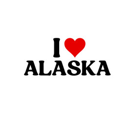 I Love Alaska usa state  illustration white background template banner 