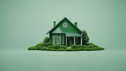 green house with plants on a light background, vector image