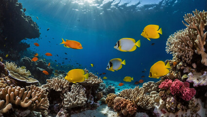 coral reef with beautiful fish