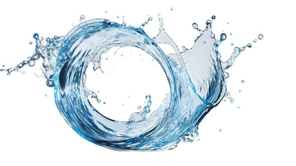 Circular Water Gyre Splash in Blue Aqua - Dynamic Motion of Liquid Flowing in Isolated Transparency, Perfect for Environmental Themes and Fresh Concepts. - obrazy, fototapety, plakaty