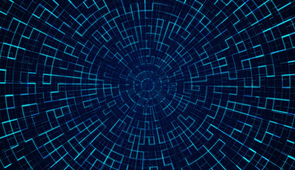Blue Binary Circuit Abstract Technology Pattern with Light, Vector Illustration, and Futuristic Science Concept in a Digital Space