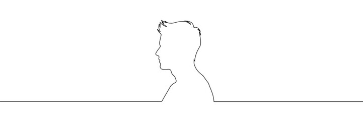 Continuous one line drawing of man portrait. Hairstyle. Fashionable men's style.
