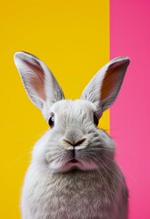 Generative AI image of hyper realistic pop art photography, a rabbit, pop art, simple, minimalistic,