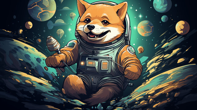 Intergalactic Corgi Astronaut Exploring Space - Powered by Adobe