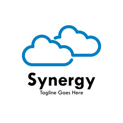 Synergy or cloud link design logo template illustration