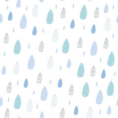 Seamless pattern with rain drops. Vector illustrations - 746577570