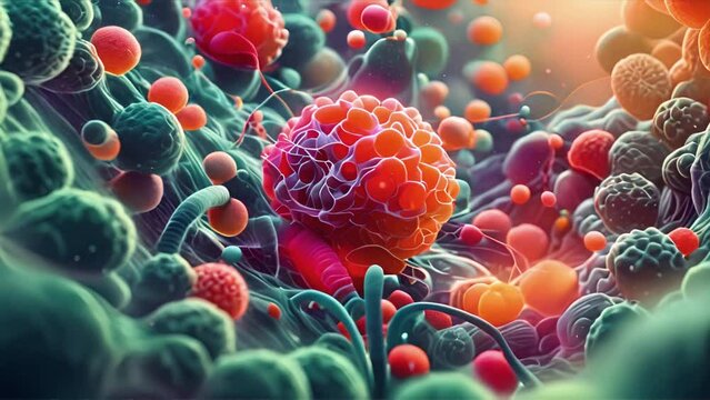 conceptual Representation of Cancer or malignant cells how it spreads in healthy tissues, Representation of cancer cell or tumor and symbolizing propagation of cancer in Healthy Tissue.