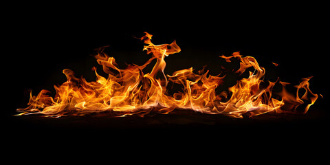 Fire blazes with intense heat on black background