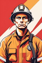 Fireman in Uniform With Helmet. Generative AI. - 746579303