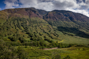 View of Ben Nevis mountain and Glenn Nevis at Fort William, Scottish Highlands