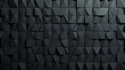 Generative AI image of Polished, Semigloss Wall background with tiles. Triangular, tile Wallpaper with 3D, Black blocks. 3D Render - obrazy, fototapety, plakaty
