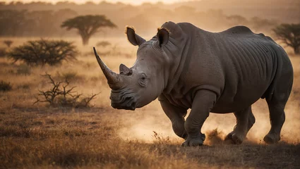 Fotobehang rhino in the wild © woodbe