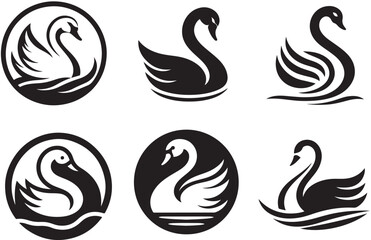 Swan Logo Vector icon illustration - obrazy, fototapety, plakaty