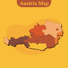 National map of Austria map vector with regions and cities lines and full every region of Austria Map
