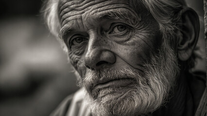 Obraz premium Portrait of an old man with wrinkles