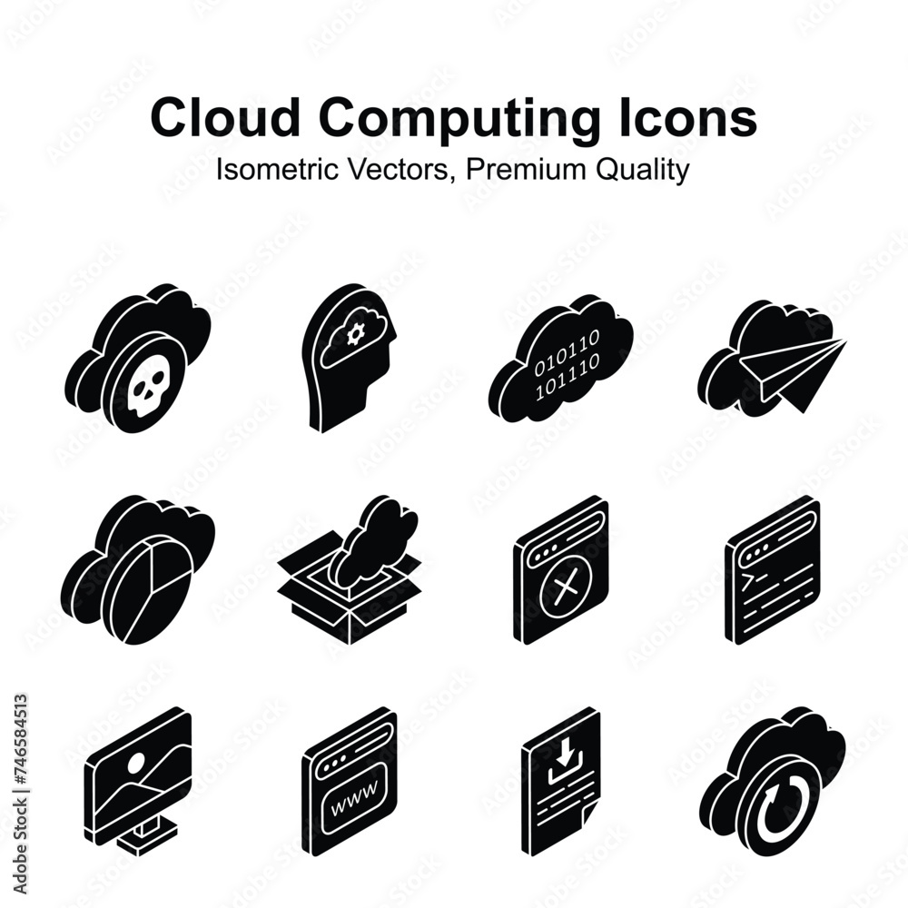 Wall mural visually appealing cloud computing isometric vectors set, ready to use and download