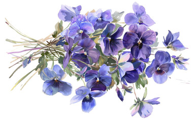 Violet Bouquets for Stylish Home Decor On Transparent Background.