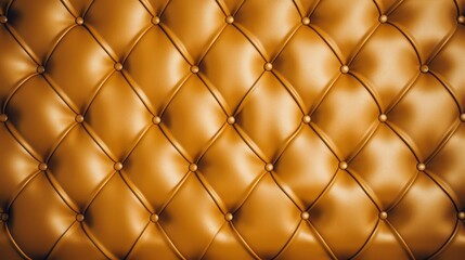Luxurious gold leather seats, beautiful surface with rhombic stitching. Elegant background, gold leather, with buttons for pattern and background.