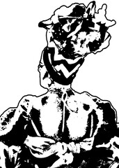 Woman candombe dancer back view isolated graphic