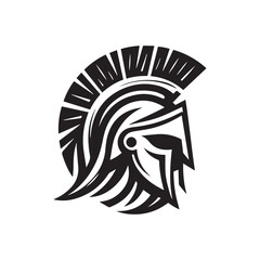 black spartan helmet simple logo vector